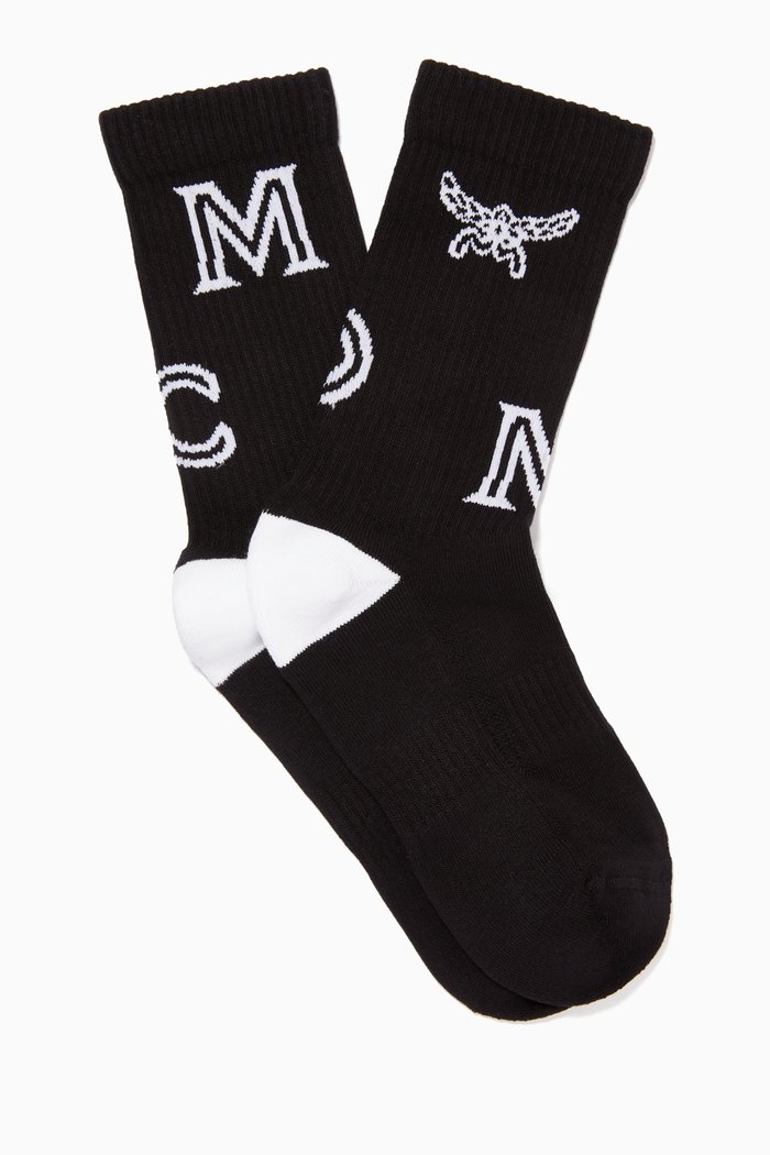 

Monogram Logo Cotton Socks, Black