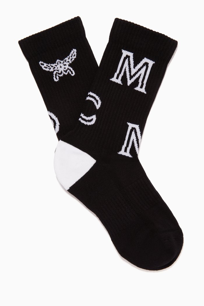 

Monogram Logo Cotton Socks, Black