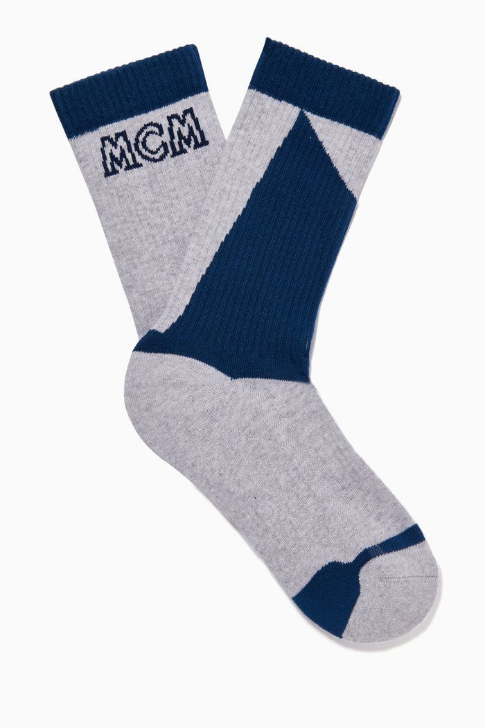 

Colourblock Cotton Socks, Grey