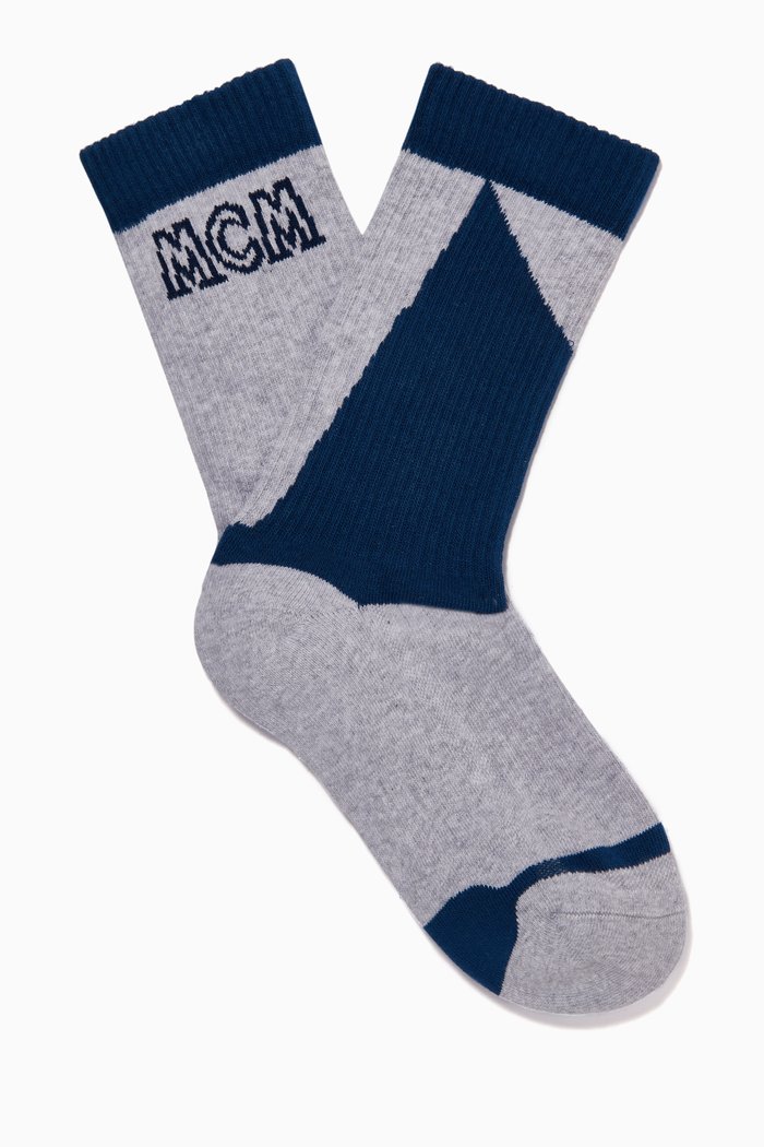 

Colourblock Cotton Socks, Grey