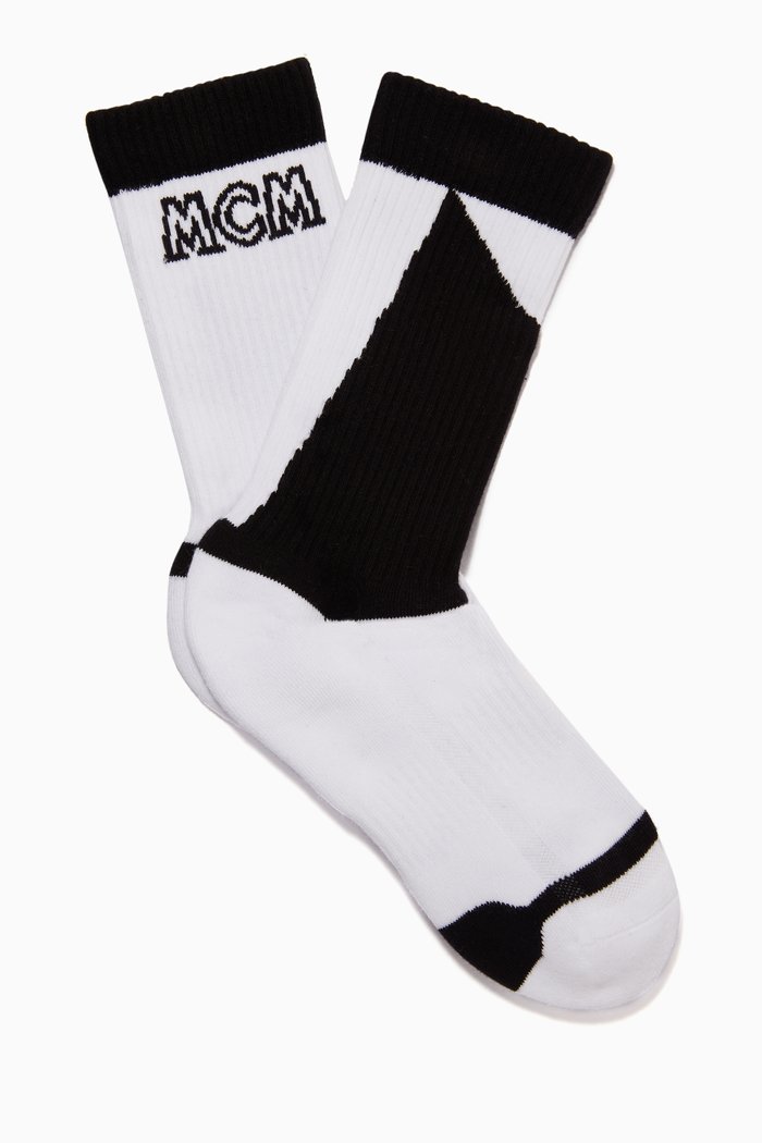 

Colourblock Cotton Socks, White