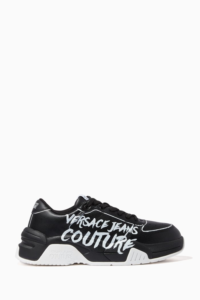 

Macrologo Chunky Sole Sneakers in Leather, Black