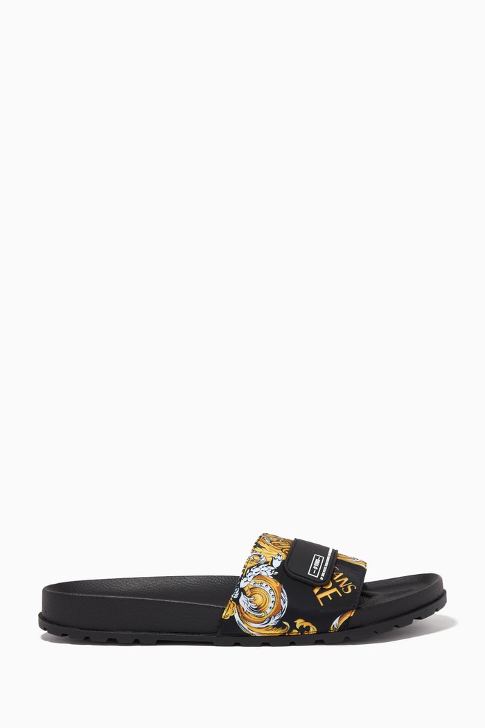

Logo Baroque Nylon Slides, Black