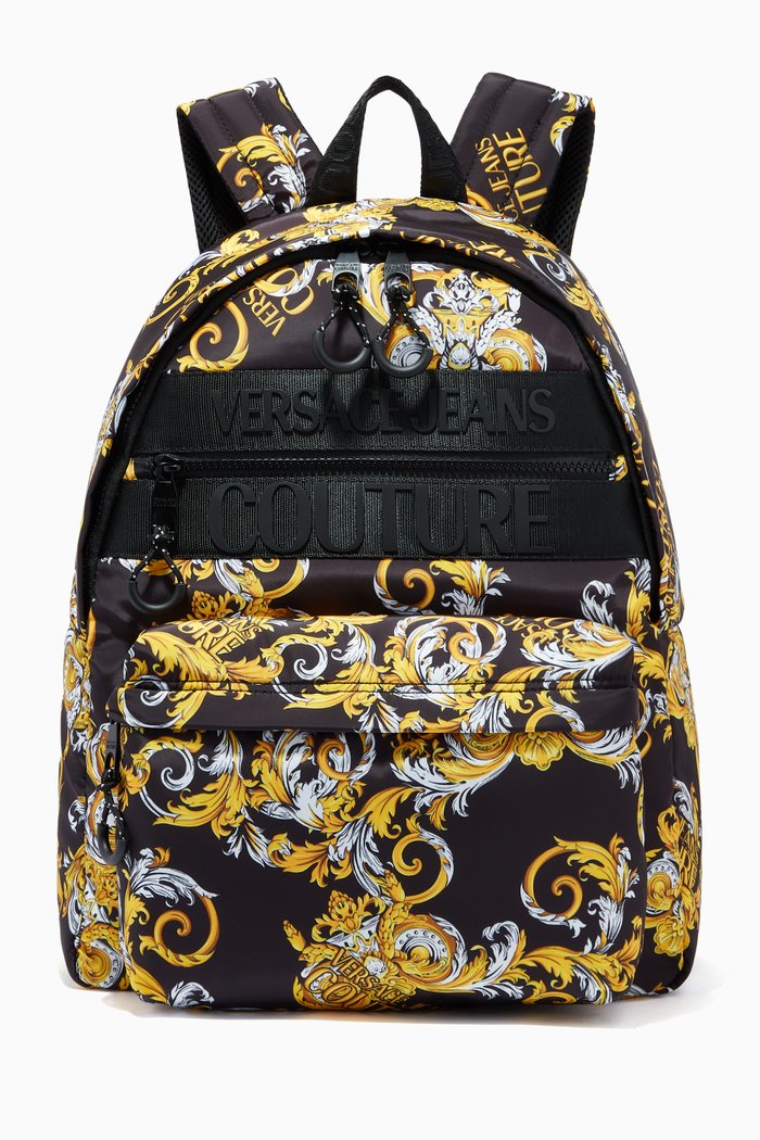 

Logo Baroque Backpack in Technical Fabric, Black