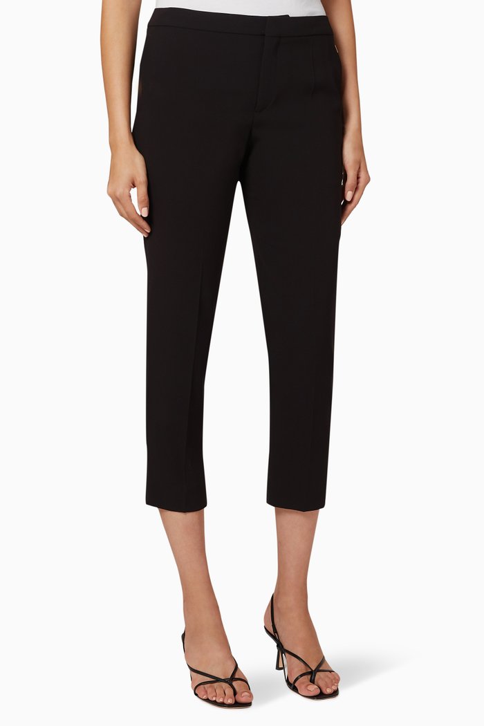

Satin Crêpe Slim Cropped Trousers, Black