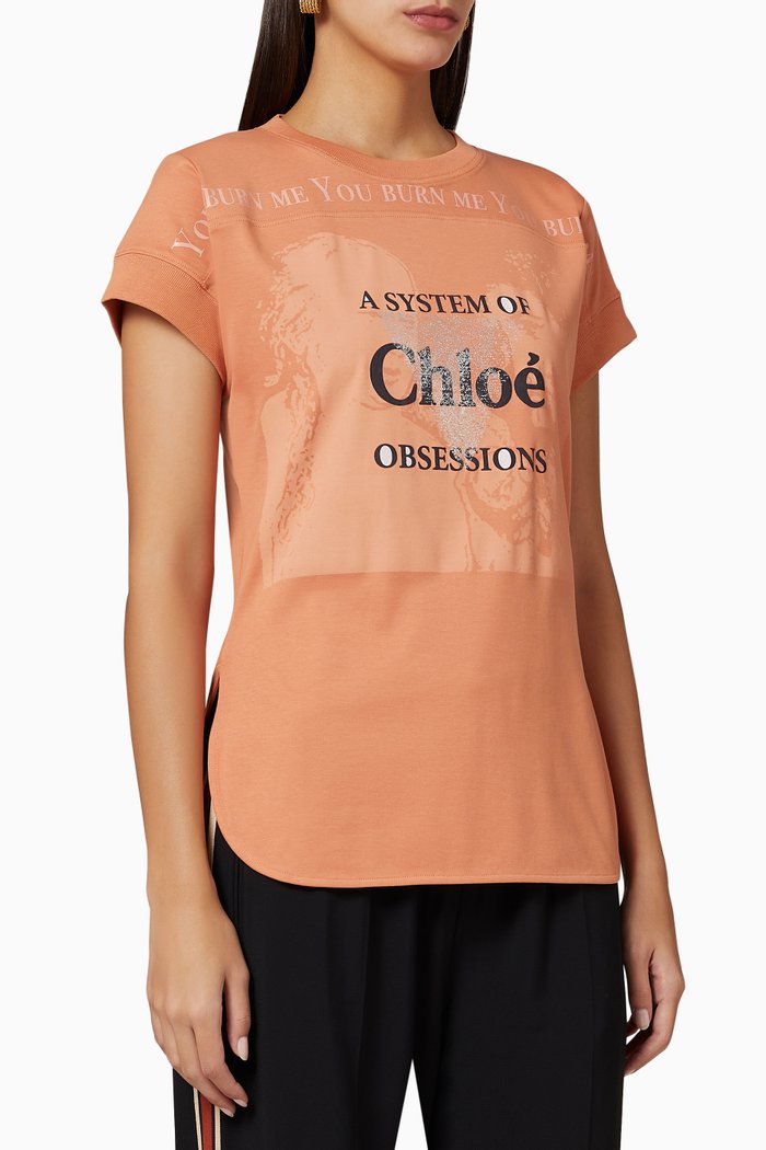 

"A System of Chloé Obsessions" Cotton Jersey T-shirt, Orange