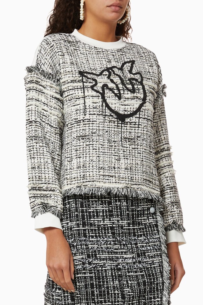 

Love Birds Tweed Sweater, Black