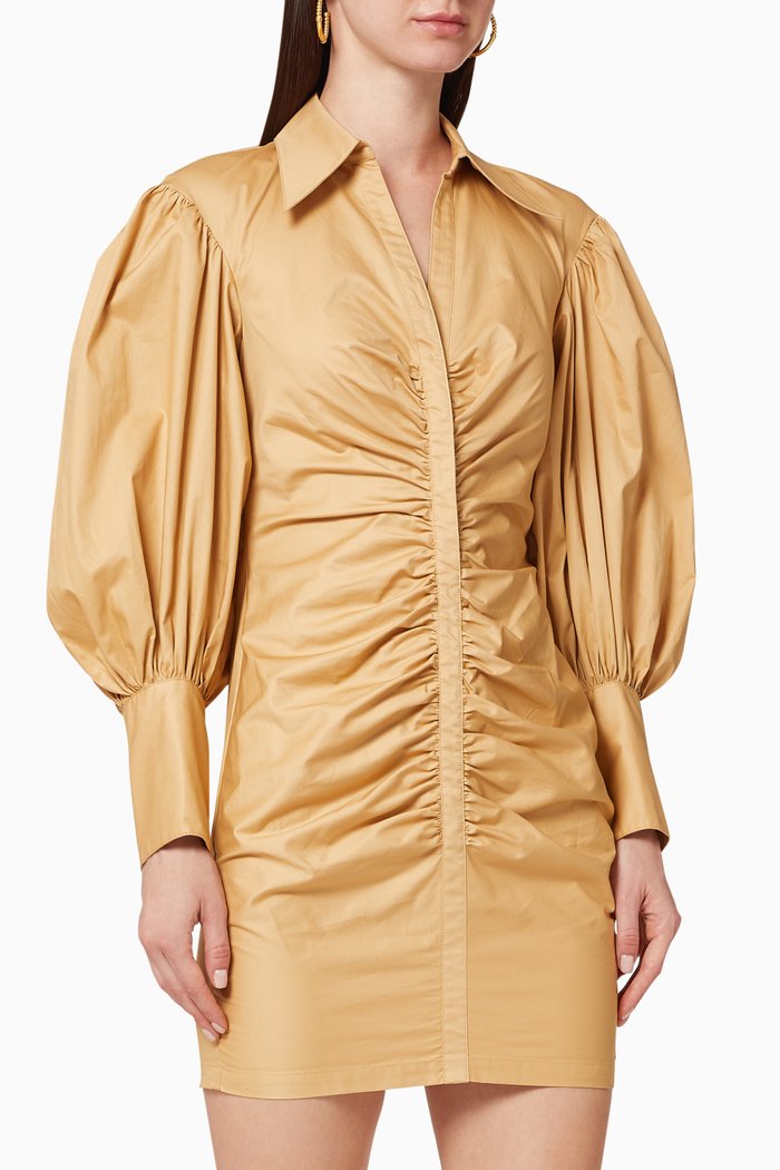 

Grant Balloon Ruched Dress, Neutral