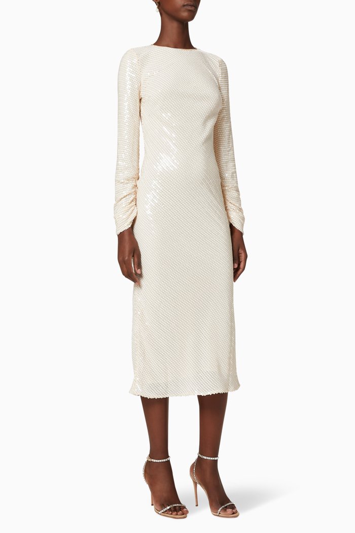 Marcel Bias Backless Dress, Neutral