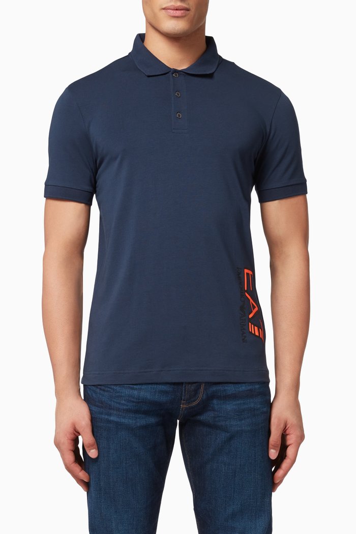 

EA7 Cotton Polo Shirt, Blue