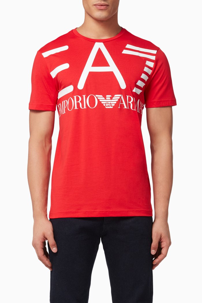 

EA7 Logo Jersey T-Shirt, Red