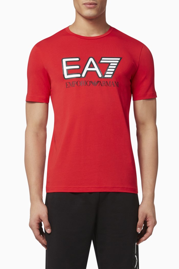 

EA7 Logo Jersey T-Shirt, Red