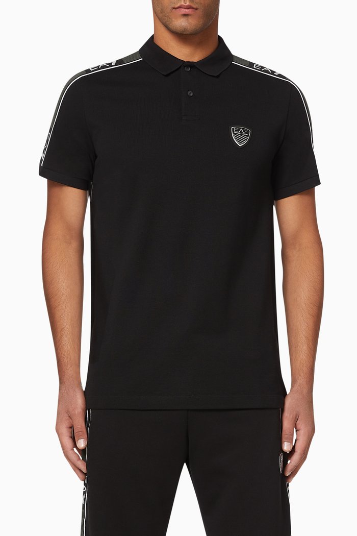 EA7 Tape Polo Shirt, Black