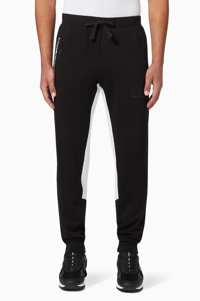 

EA7 Colour Block Jersey Sweatpants, Black