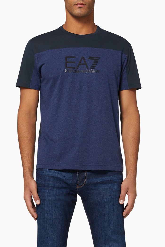 

EA7 Colour Block Jersey T-Shirt, Blue