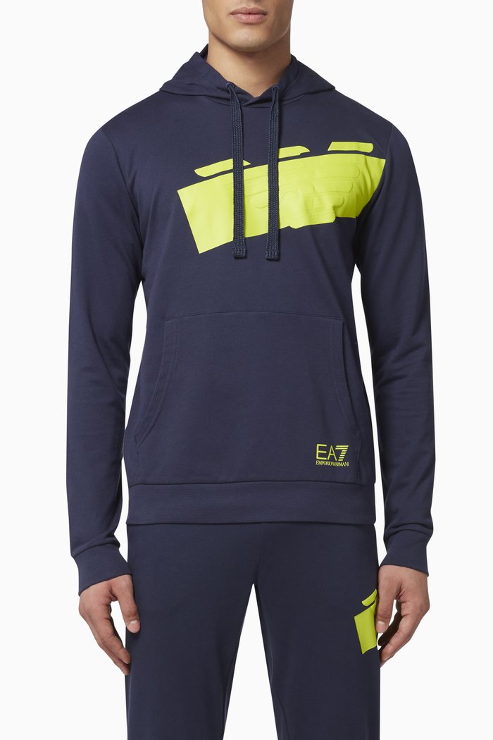 

EA7 Eagle Hooded Jersey Sweatshirt, Blue
