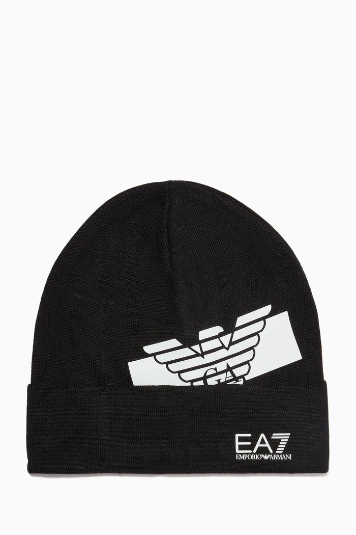 

EA7 Knitted Beanie Hat in Acrylic, Black
