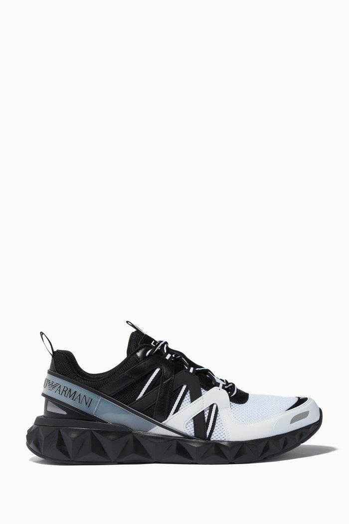

EA7 Ultimate Trail Sneakers in Mesh & Eco-Leather, Black