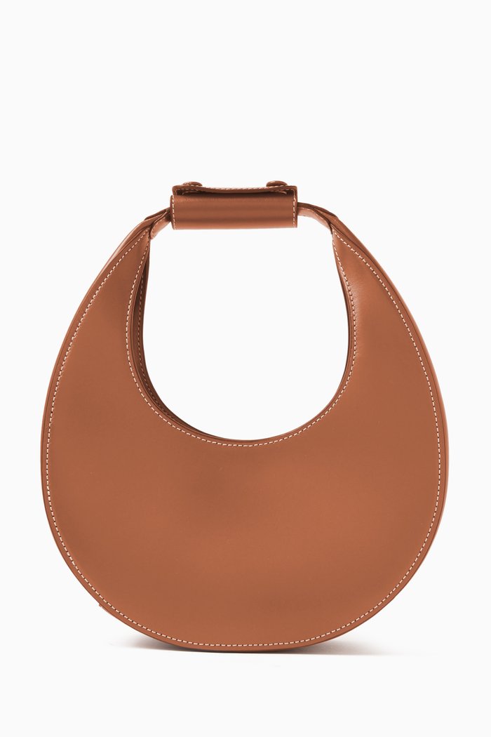 

Mini Moon Bag in Polished Leather, Brown