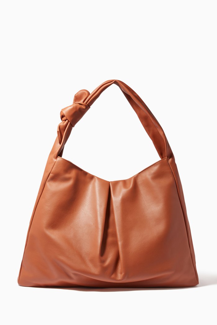 Large Island Tote Bag in Soft Leather, Brown