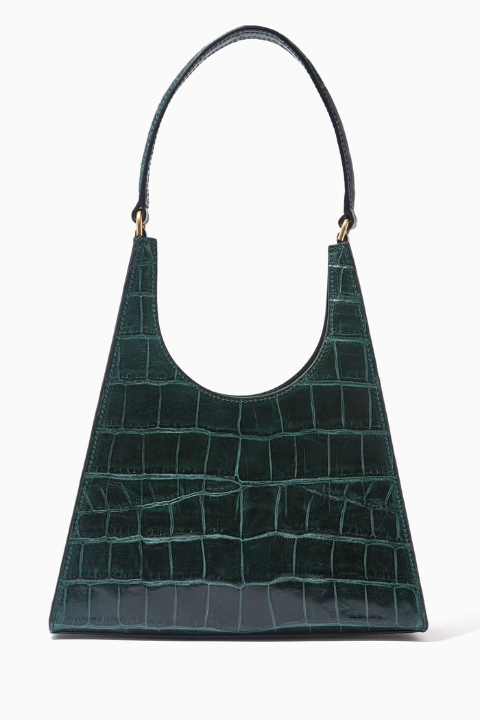 

Rey Bag in Croc Embossed Leather, Green