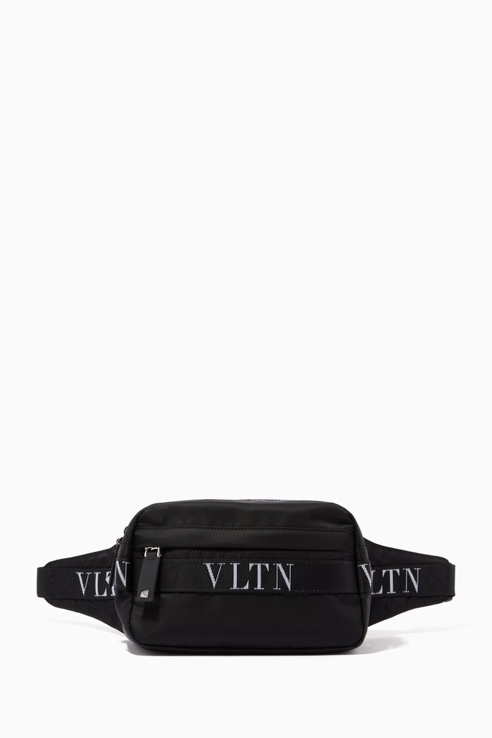 

Valentino Garavani VLTN Ribbon Belt Bag in Nylon, Black
