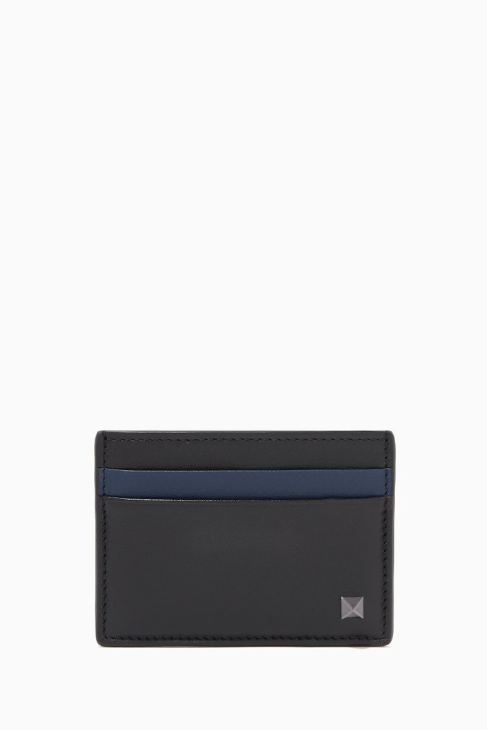 

Valentino Garavani Rockstud Cardholder in Leather, Black