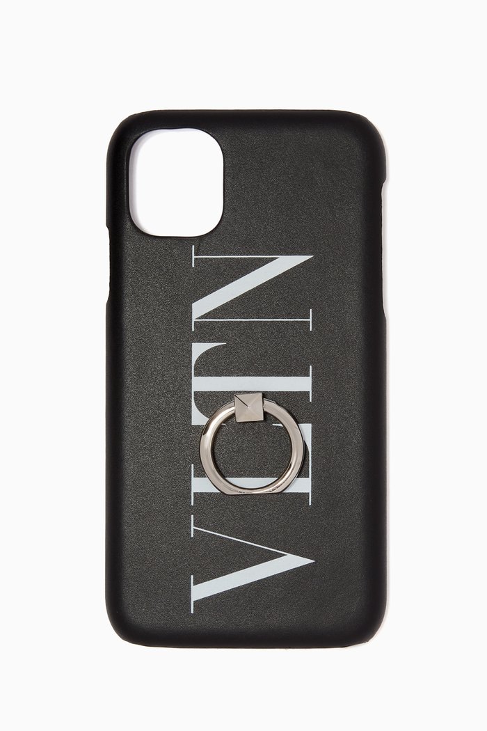 

Valentino Garavani VLTN iPhone 11 Case in Leather, Black