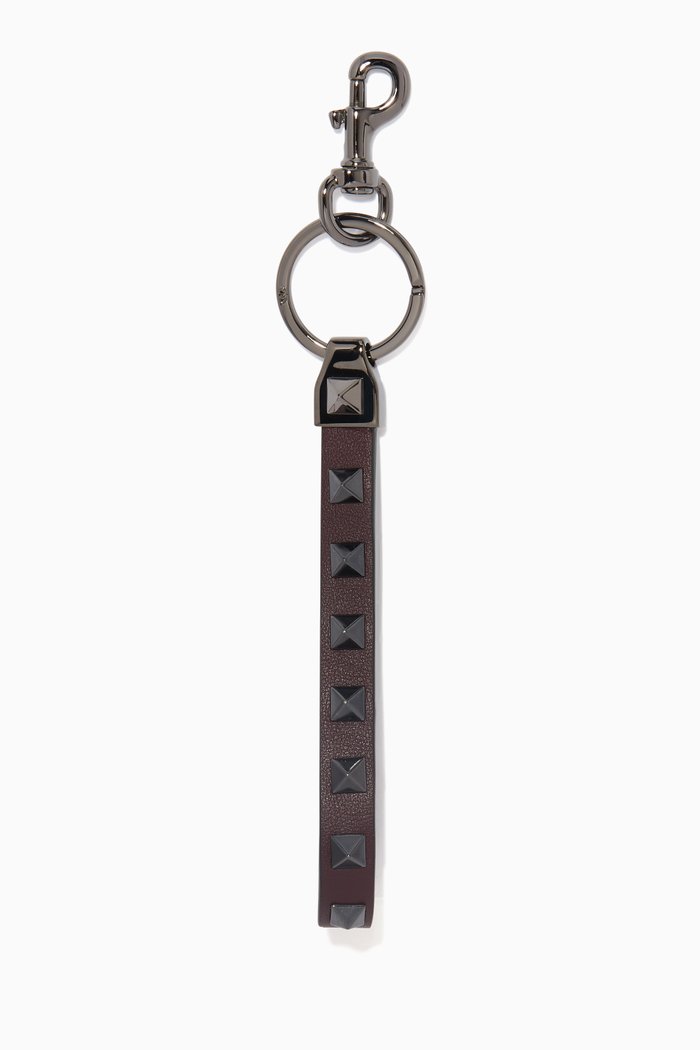 

Valentino Garavani Rockstud Keyring in Calfskin, Red