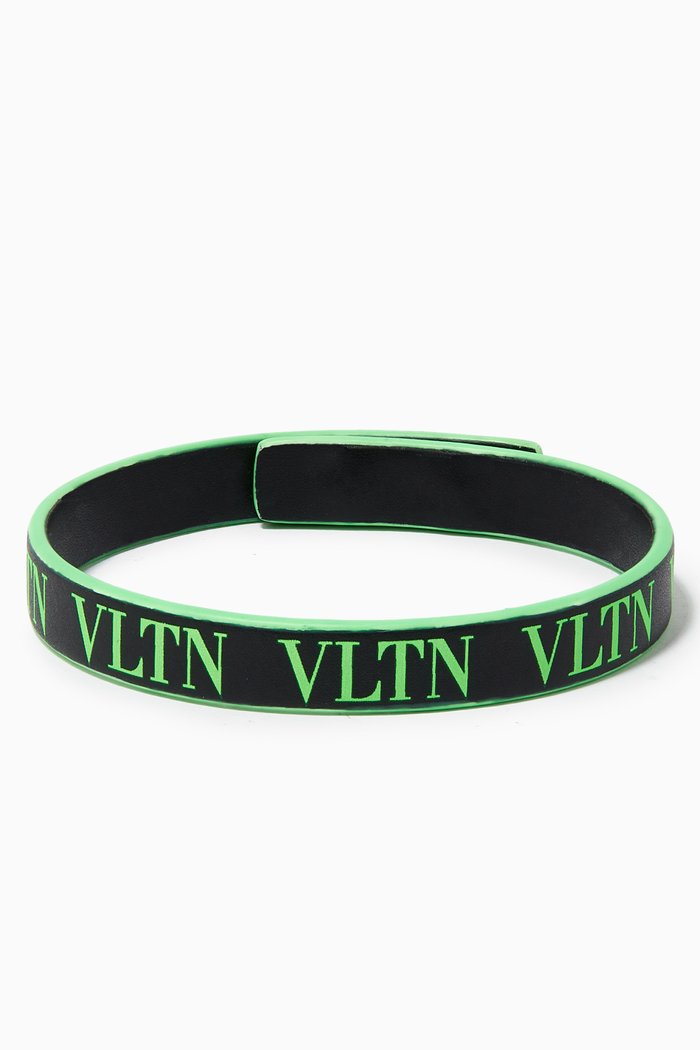 

Valentino Garavani Neon VLTN Bracelet in Leather, Green