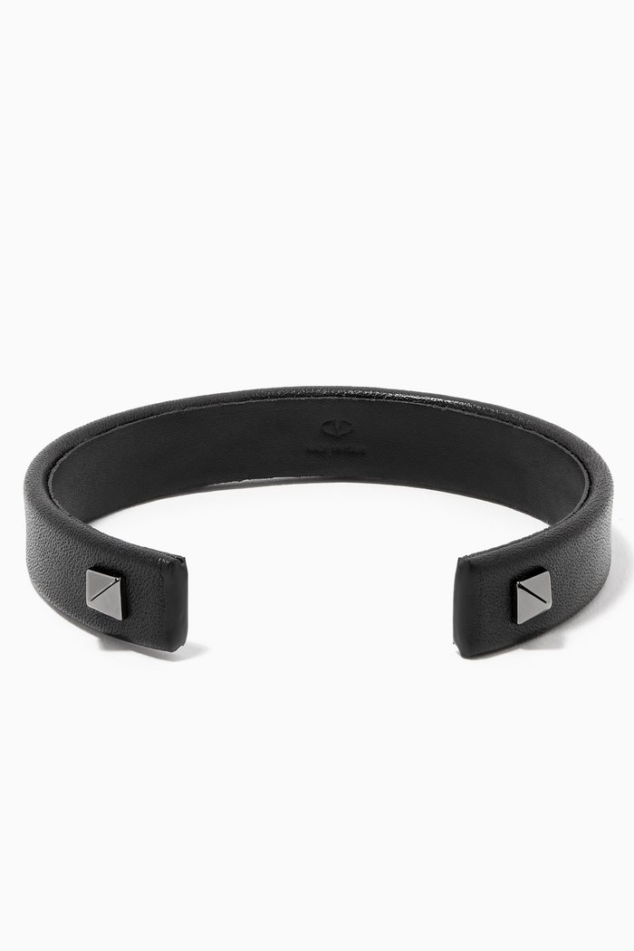 

Valentino Garavani Rockstud Bracelet in Leather, Black