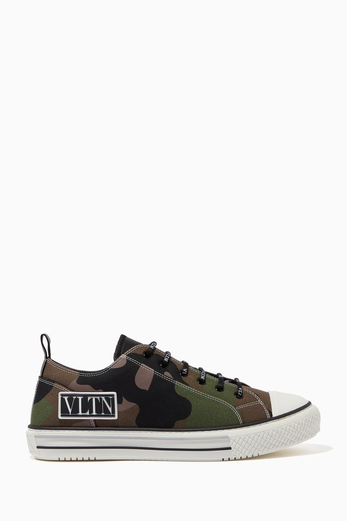 

Valentino Garavani VLTN Camouflage Sneakers in Canvas, Green