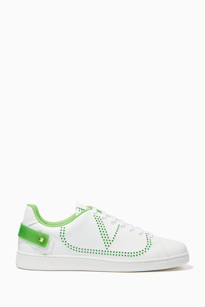 

Valentino Garavani VLOGO Backnet Sneakers in Leather, White