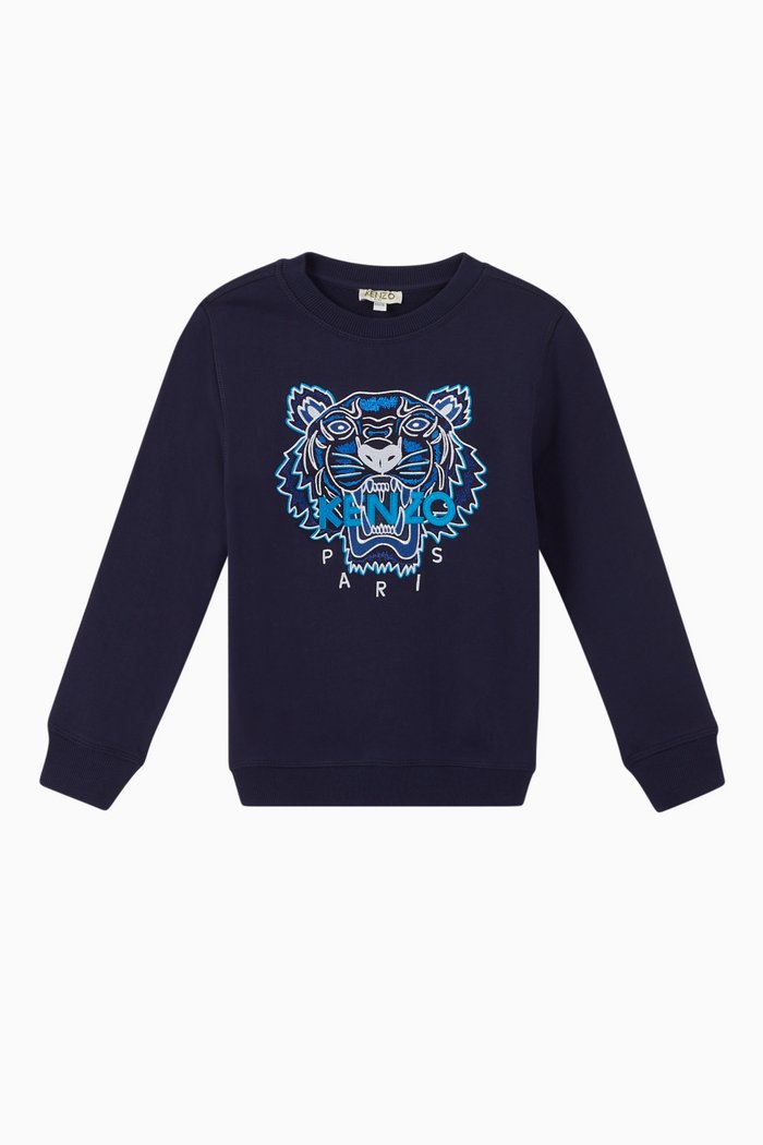 

Tiger Cotton Fleece Sweatshirt, Blue
