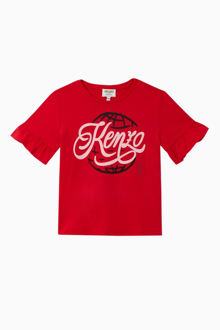 

Logo & Globe Cotton T-Shirt, Red