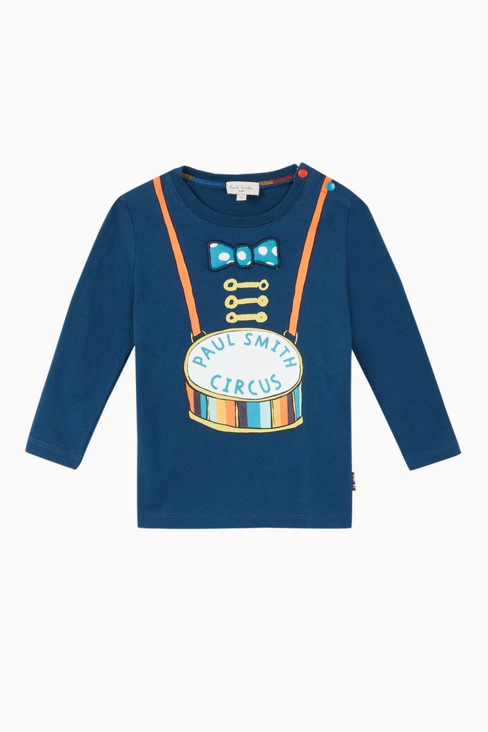 

Bow & Drum Print Cotton T-Shirt, Blue