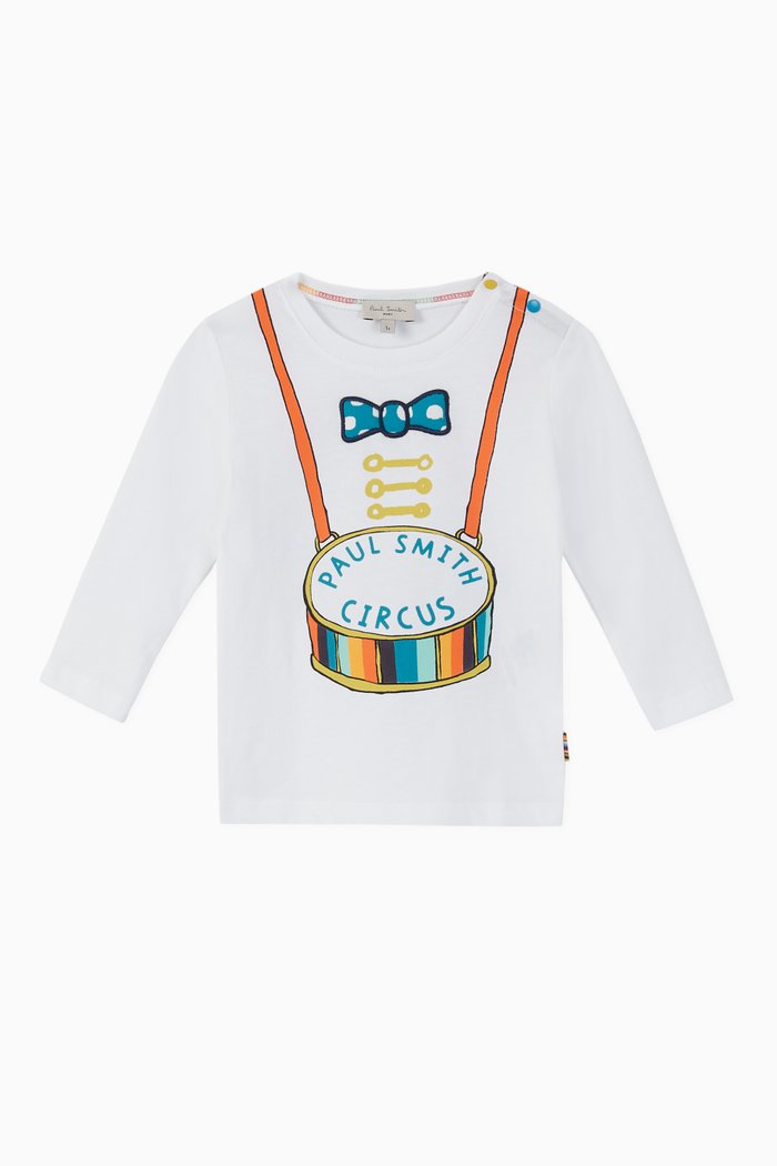 

Bow & Drum Print Cotton T-Shirt, White
