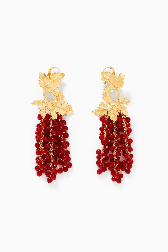 

Laila Earrings in 24k Gold-Plated Bronze, Red