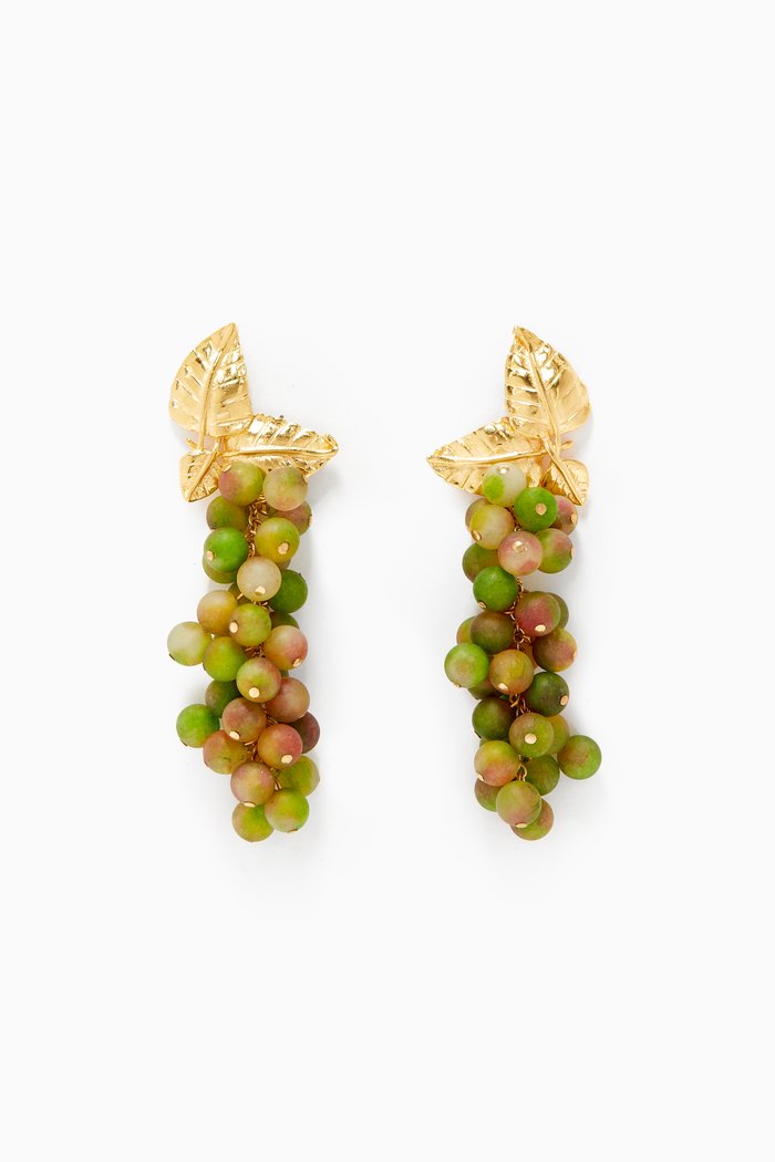 

Dafne Earrings in 24k Gold-Plated Bronze, Green