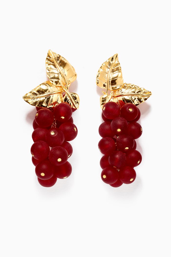 

Dafne Earrings in 24k Gold-Plated Bronze, Red