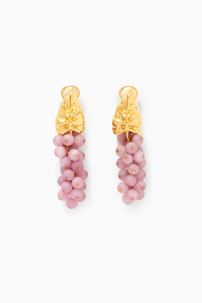 Sofia Earrings in 24k Gold-Plated Bronze, Purple