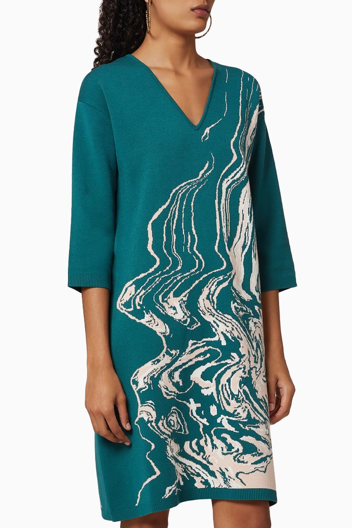 

Diesis Knitted Jacquard Dress, Green