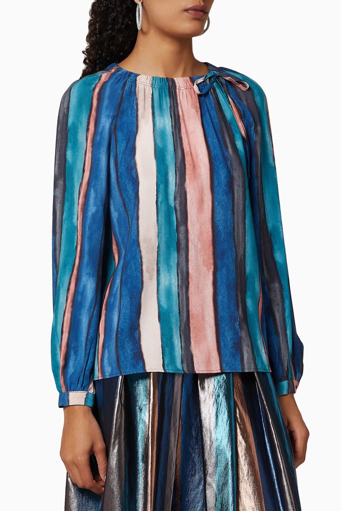

Caparra Drawstring Blouse, Blue