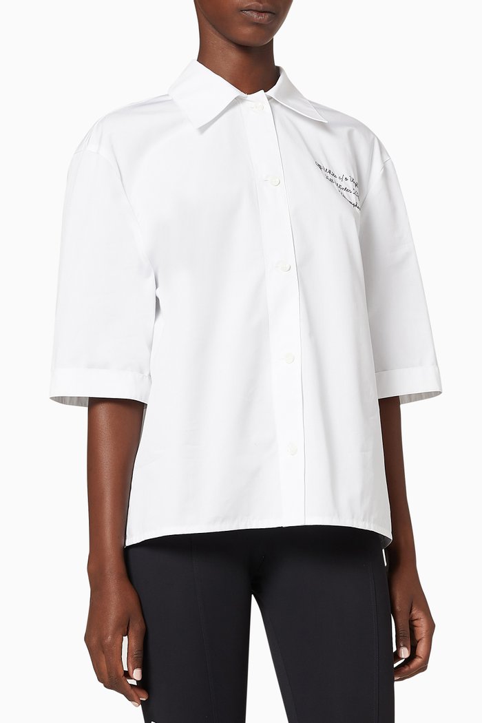 

Script Logo Poplin Baseball Shirt, White