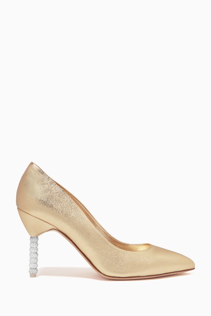 

Jasmin Crystal 85 Pumps in Metallic Leather, Gold