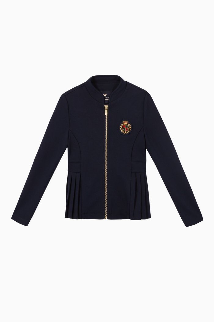 Crest Patch Jersey Jacket, Blue