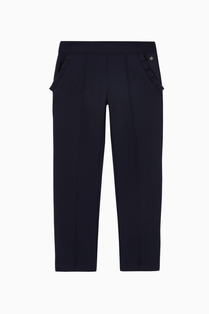 

Ruffle Trim Jersey Pants, Blue