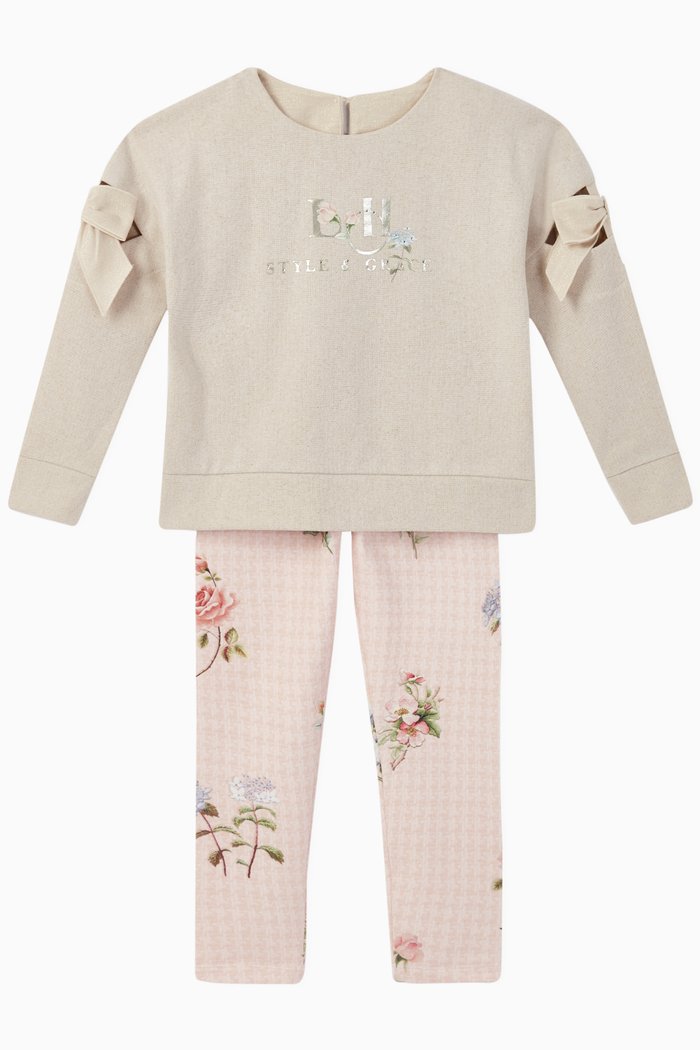 

Floral Bow Top & Legging Set, Multicolour