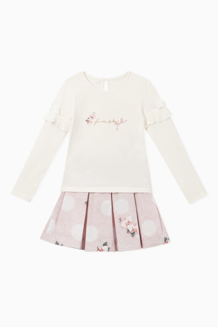 

Jersey Sweatshirt & Twill Skirt Set, Multicolour