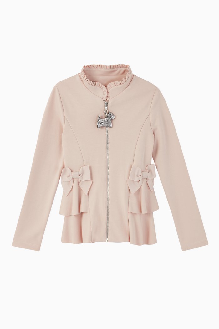 

Bow & Ruffle Detail Jersey Jacket, Pink